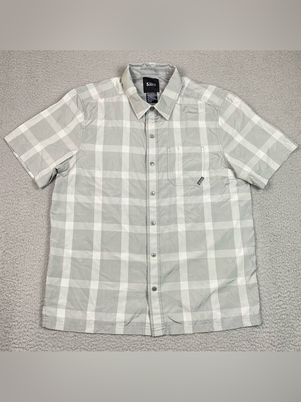 5.11 Tactical Shirt Mens Size M Gray Short Sleeve Snap Up Lightweight Breathable